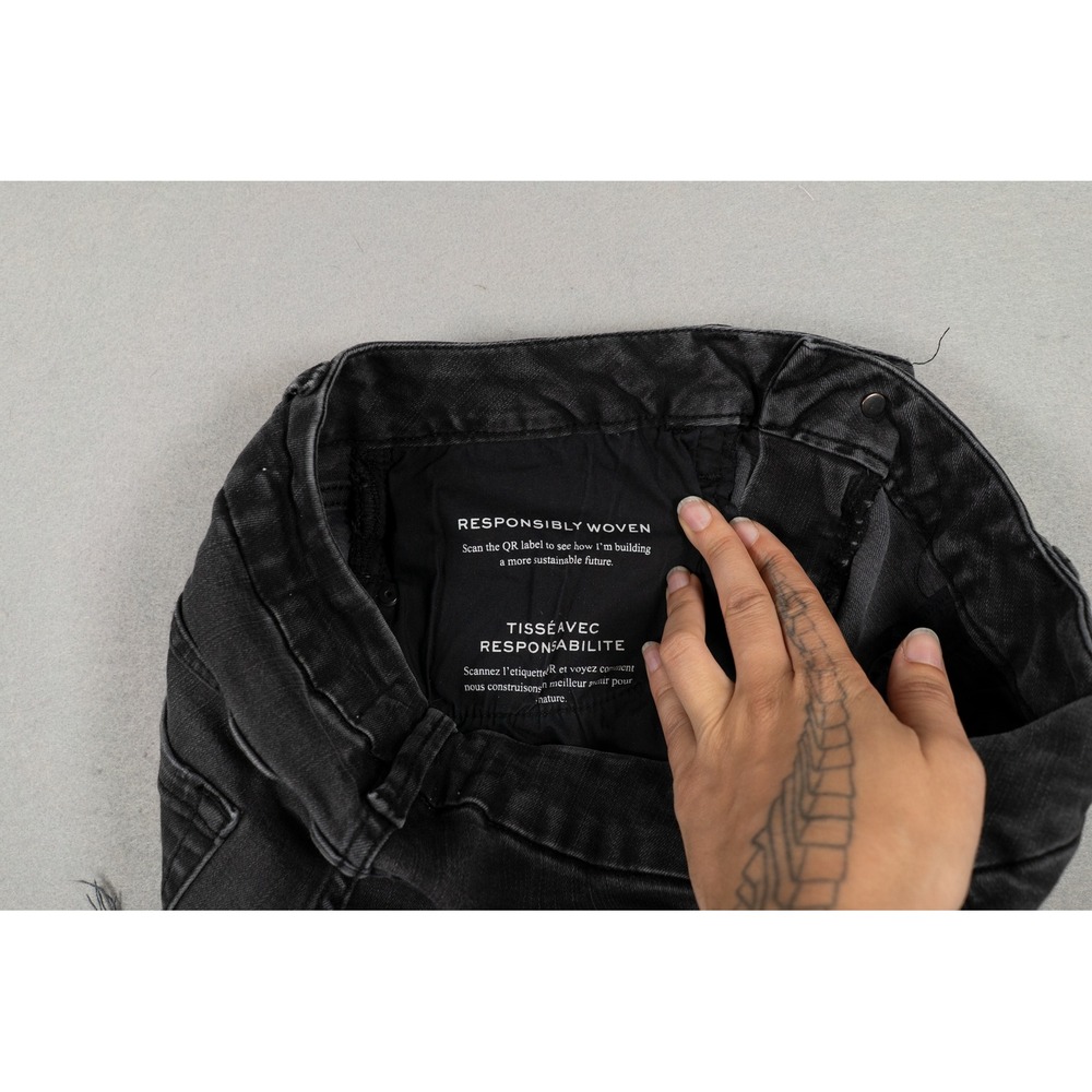 Frame Le Crop Mini Boot Jeans Women's 28 Black Raw Hem Cropped Stretch Denim - Picture 4 of 12